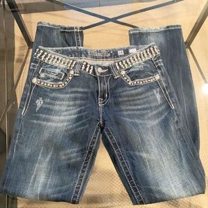Miss Me Studded Waist Straight Leg Jeans Size 28